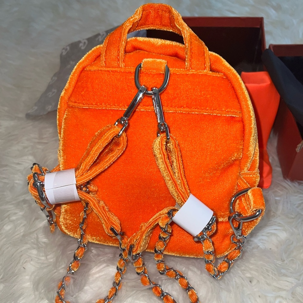 Orange Velvet Mini Backpack - Picture 2 of 8